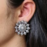 Lightweight Flower Design Earrings | Best Oxidized Silver Replica Daily Use Stud Jewelry