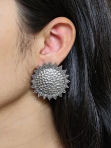 Vintage Look alike Unique Design Earrings | Silver Replica Oxidized Daily Wear Jewelry
