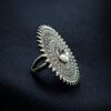 Ethnic Style Round Adjustable Oxidized Ring | Silver Replica Best Pearl Work Jewelry 11 Ethnic style round adjustable oxidized silver replica pearl ring