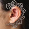 Vintage floral art earcuff oxidized silver replica