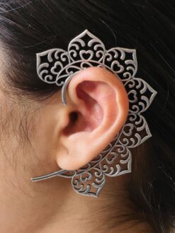 Vintage floral art earcuff oxidized silver replica