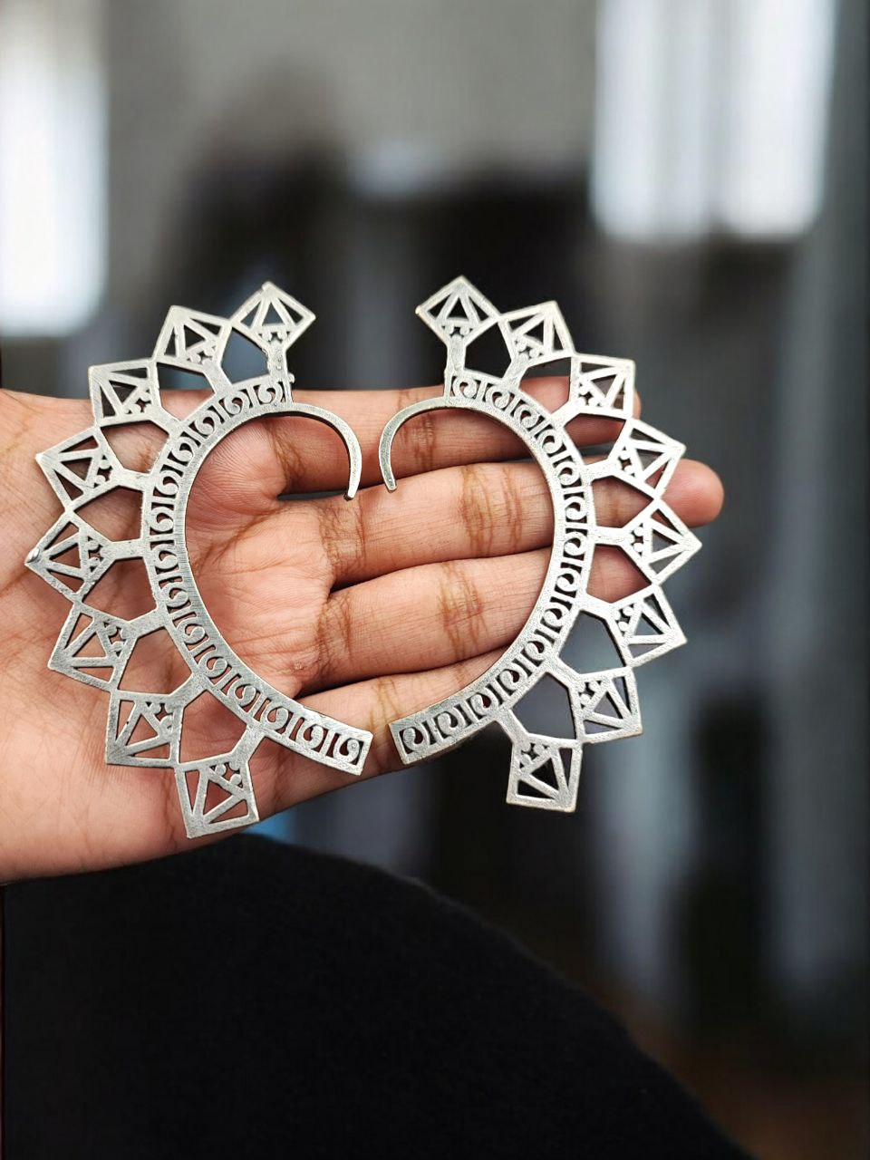 Oxidized Unique Design Earcuff | Silver Replica Non-Piercing Earring 2 Oxidized silver replica non-piercing unique design earcuff