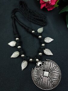 Handcrafted Round Pendant Necklace | Leaf Charm with Adjustable Thread Amazing Jewelry