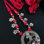 Traditional Flower Charm Religious Pendant Necklace | German Silver with Adjustable Thread Jewelry - "Pink"