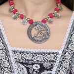 Traditional Flower Charm Religious Pendant Necklace | German Silver with Adjustable Thread Jewelry