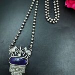 Elephant Design Silver Replica Necklace with Elegant Stone Work - "Amethyst"