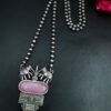 Elephant Design Silver Replica Necklace with Elegant Stone Work