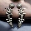 Vintage flower pot design oxidized silver replica earcuff