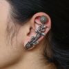 Vintage flower pot design earcuff oxidized silver replica