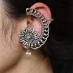 Silver Replica Flower Design Unique Earcuff | Oxidized Ethnic Jewelry Perfect Gift For Her