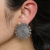 Premium look round stud earrings silver replica daily wear