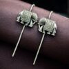 Handcrafted elephant earcuff oxidized silver look daily wear
