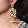 Premium peacock design Kashmiri gold plated jhumka earrings