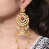 Premium peacock design Kashmiri gold plated jhumka earrings