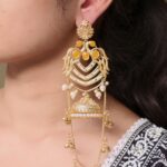 Premium Peacock Design Kashmiri Jhumka Earrings | Gold Plated Traditional Wear Beautiful Dangler Jewelry - "Yellow"