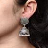 Handcrafted Lotus Design Jhumki Earrings | Pearl Work Silver Replica Amazing Jewelry 8 Handcrafted lotus design jhumki earrings with pearl work silver replica
