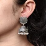 Handcrafted Lotus Design Jhumki Earrings | Pearl Work Silver Replica Amazing Jewelry
