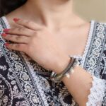 Traditional Silver Look alike Openable Bangle | Stone Pearl & Work Beautiful Kada