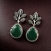 Unique tree design stud earrings Monalisa stone silver replica