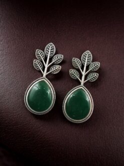 Unique tree design stud earrings Monalisa stone silver replica