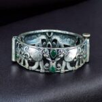 Premium Look Elephant Design Bangle | Best Silver Replica Stone Work Kada - "Green"