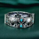 Premium Look Elephant Design Bangle | Best Silver Replica Stone Work Kada - "Aqua"