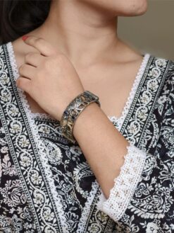 Premium look elephant design bangle silver replica stone work kada