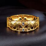 Handcrafted Elephant Bangle | Stone Work Gold Plated Amazing Jewelry - "White-Black"