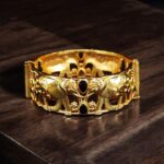 Handcrafted Elephant Bangle | Stone Work Gold Plated Amazing Jewelry - "Black"