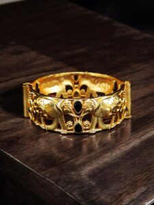 Handcrafted Elephant Bangle | Stone Work Gold Plated Amazing Jewelry — "Black"