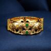 Handcrafted elephant bangle gold plated stone work
