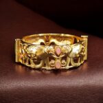 Handcrafted Elephant Bangle | Stone Work Gold Plated Amazing Jewelry - "Baby Pink"