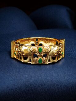 Handcrafted elephant bangle gold plated stone work