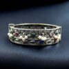 Beautiful design stone and pearl work oxidized silver openable bangle