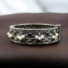 Beautiful design stone and pearl work oxidized silver openable bangle