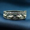 Beautiful design stone and pearl work oxidized silver openable bangle