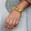 Handcrafted elephant bangle gold plated stone work