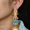 Beautiful gold plated jhumka earrings with pearl and stone work
