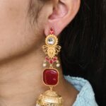 Beautiful Gold Plated Jhumka Earrings | Lightweight Dangler Pearl & Stone Work Jewelry