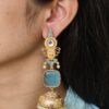 Beautiful gold plated jhumka earrings with pearl and stone work