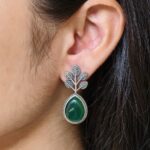 Unique Tree Design Stud Earrings with Monalisa Stone | Silver Replica Jewelry