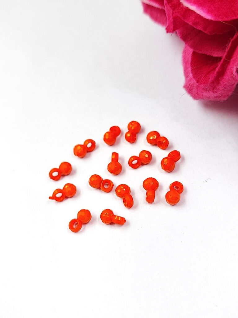 Small Orange Color Ghungroo for DIY Jewelry Making Raw Material Craft Supplies (15 piece)
