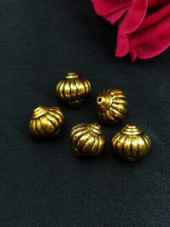 Antique Design Small Golden Beads for DIY Jewelry Making Raw Material Craft Supplies (5 piece)