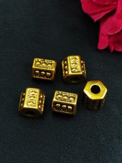 Traditional Design Golden Beads for DIY Jewelry Making Raw Material Craft Supplies (5 piece)