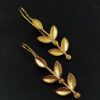 Gold plated leaf design handcrafted hook earrings
