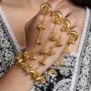 Gold Plated Moon Kashmiri Hathphool | Unique Chain Bracelet with Adjustable Ring 11 Gold plated moon Kashmiri hathphool with adjustable ring