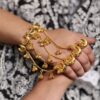Gold Plated Moon Kashmiri Hathphool | Unique Chain Bracelet with Adjustable Ring 9 Gold plated moon Kashmiri hathphool with adjustable ring