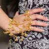 Gold Plated Moon Kashmiri Hathphool | Unique Chain Bracelet with Adjustable Ring 7 Gold plated moon Kashmiri hathphool with adjustable ring