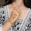 Gold plated moon Kashmiri hathphool with adjustable ring