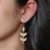 Gold Plated Leaf Design Hook Earrings | Best Handcrafted Jewelry For Girls 6 Gold plated leaf design hook earrings